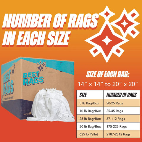 Bulk Cotton T Shirt Rags 5 Lb Box For Auto Shop Cleaning Low Lint Wiping Cloths For Paint Grease Stain Removal