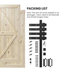 Double 36x84 Inch Bypass Barn Door With 6.6 Ft Track Hardware Kit Included, Unfinished Solid Wood, DIY Friendly Installation