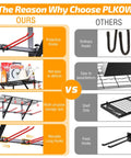 Comparison of Wall Mounted Ski Rack With Dope Overhead Storage Shelf vs ordinary rack, highlighting protective hooks and multi-purpose storage.