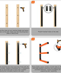Installation steps for Beefy Heavy Duty Lumber Storage Rack Wall Mount Metal Organizer 3 Level Wood Storage System