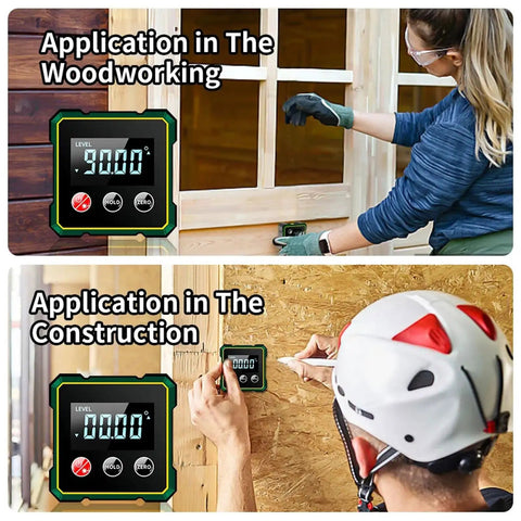 Digital Angle Finder With Laser Level And Inclinometer, Four-Sided Magnetic Protractor Gauge for Woodworking and Construction