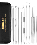 9-In-1 Pimple Popper Kit With 16 Precision Heads, Blackhead Remover Tools Set, 304 Stainless Steel Comedone Extractors, Includes 2 Tweezers, Zit Removal For Face And Nose, Home Esthetician Use In Leather Case