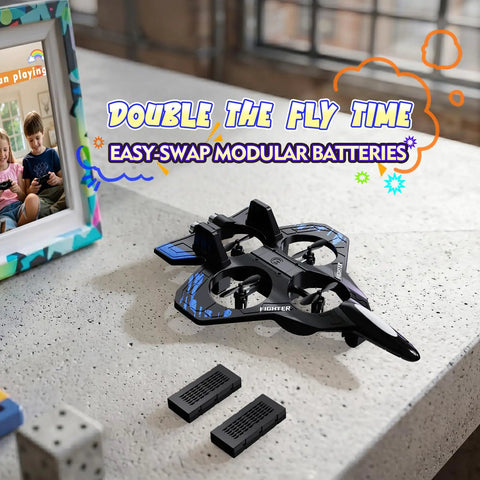 Foam Remote Control Airplane With Lights For Kids And Adults Blue Body No Fuss Beginner Friendly RC Plane on table with batteries