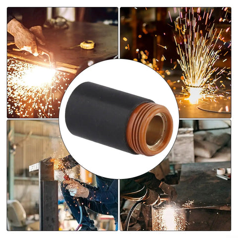 Built to Last Plasma Retaining Cap 220854 for MAX105 Torch Replacement Part with Durable Bakelite Polymer Brass Blend for a Stable Fit and Clean Pro Shop Grade Cut Quality, black and brass cap