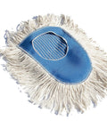 Heavy Duty Cotton Wedge Dust Mop Head For Hardwood Floors And Commercial Janitorial Use Rock Solid With Hand Stitched Yarn top view.