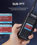 Person holding HD2 DMR Handheld Radio Dual Band Digital And Analog Two Way Radio With 500K Contacts And 3200mAh Battery
