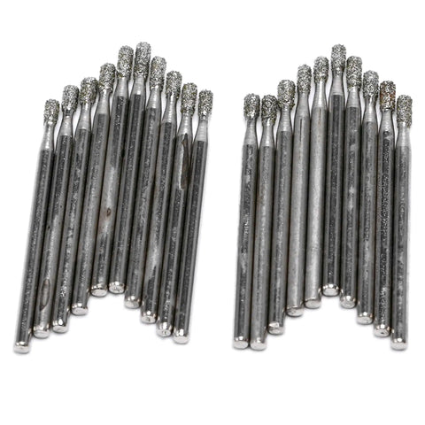 2Mm Diamond Drill Bits For Glass And Tile 0.08 Inch Hole Saw Set, Pack of 20, made of carbon steel, shown in two groups