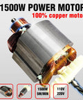 Rock Solid Portable Electric Hoist Winch 1100 Lbs With Wired Remote For No Sweat Towing And Smooth 25 Ft Lifting 1500 Watt 110 Volt Copper Motor close-up of 1500W copper motor for hoist.