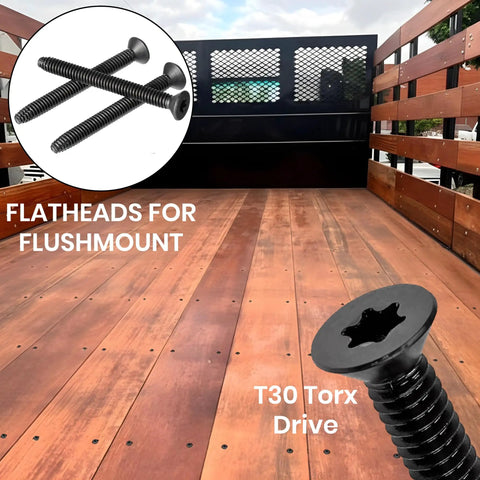 Beefy Heavy Duty Trailer Deck Screws 1/4-20 By 2-1/2 Inch Flat Head Type F Self-Tapping Screws Torx T-30 with trailer deck view