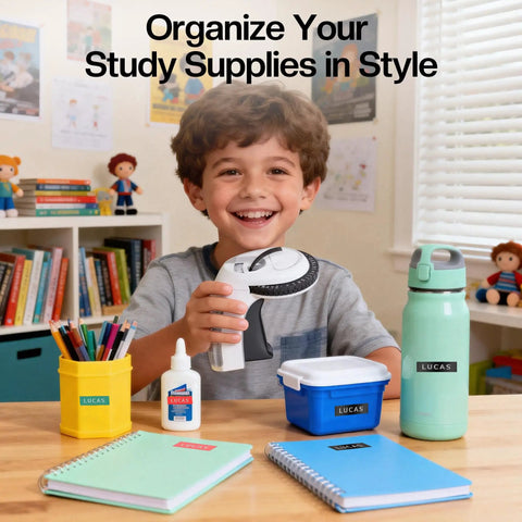 Sweet Vintage Embossing Label Maker With Rad 9Mm Tape Makes Knockout 3D Stickers For DIY Crafts And Organizer Nostalgic Retro Look Includes Starter Pack Folks Are Gonna Flip Over This Little Gem with pencils and notebooks.