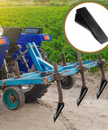 Tractor with 3 Pack Replacement Box Blade Shank Points For Three Quarters Thick Shanks Or Tractor Scarifier Digging Plowing Ripper Tips Weld On Crimp Easy Swap Beefed Up Heavy Duty Steel For Lawn Care And Farm Equipment Maintenance attached for field work.