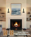 Living room with Rechargeable Wireless Wall Sconces Two Pack With Remote, Battery Operated Modern Wall Lights beside fireplace.