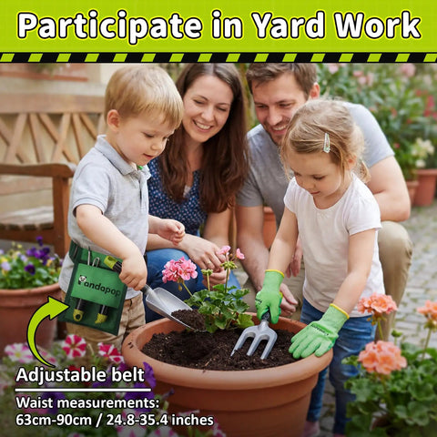 Kids 2 In 1 Gardening Tools Set With Leaf Blower And Toy Lawn Mower Lights And Sounds Belt And Gloves Outdoor Play Tool Kit