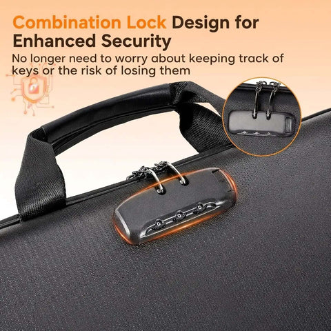Combination lock for enhanced security on Hella Secure Fireproof Document Box With Lock And 13 Pocket Accordion File Folder.
