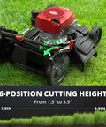 21 Inch Gas Lawn Mower With 140cc Engine 2 In 1 Mulching And Side Discharge 6 Position Height Adjustment Foldable Handles For Easy Yard Care And Garden Maintenance, showing 6-position height settings