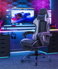 All Day Comfort Pro Grade Ergonomic High Back Gaming Chair With Footrest And Massage Lumbar Support For Long Sessions Swivel Headrest Computer Chair Built For Gaming And Work White Finish in modern gaming setup