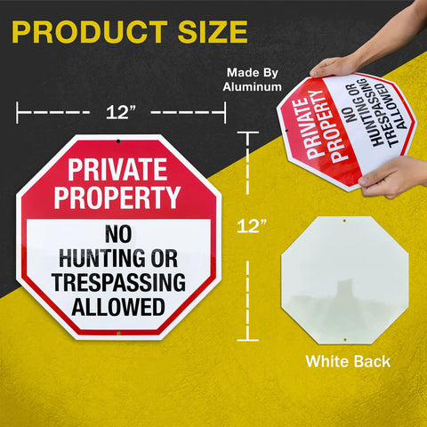 Tough As Nails 6 Pack 12 Inch Rustproof Aluminum Weather Resistant No Hunting Or Trespassing Signs For Outdoor Property Fences And Pastures with hand