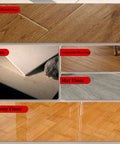 Various types of flooring including solid wood, tiles, composite, mat, and glossy floors.