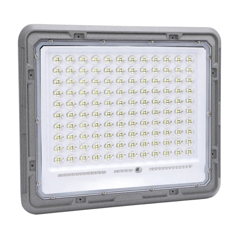 Mingzhe LED Solar Flood Light 400W, Weather with a bright LED panel, showcasing multiple bulbs in a rectangular design.