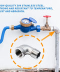 Installed view of 2 Pack Stainless Steel 304 90 Degree Elbow Fittings, 3/4 NPT Threaded, showing NPT-NPT connection in plumbing setup