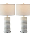 3 Way Dimmable Rustic Table Lamps Set Of 2 With Touch Control And Built In USB Port And AC Outlet White Finish For Living Room Or Bedroom Nightstand Bulbs Included No Brainer Setup