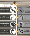 Comparison chart of Double Head LED Desk Lamp features versus hose deformation issues.