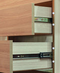 Open wooden cabinet drawers with 50 Pack Glass Table Top Bumpers With Stem Clear Rubber Grippers Soft PVC Anti Slip Pads on sides