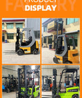 Heavy Duty Electric Forklift Truck in factory display, showcasing EV Powered Counterbalance Rig for Warehouses and Logistics.