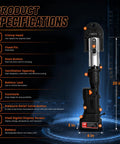 Heavy Duty 18V Electric Pipe Crimper With 60KN Force High Carbon Steel Hydraulic Press Tool showing specifications and dimensions.
