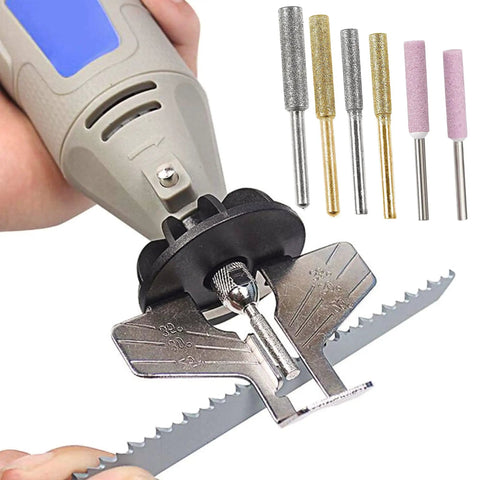 20 Piece Chainsaw Sharpening Kit With Diamond Burr Files And Angle Guide For Drill Or Rotary Tool