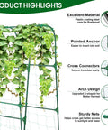 Metal Garden Arch Trellis For Climbing Veggies 50x48 Inch U Shaped Plant Support with vines and highlighted features