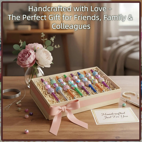 Beadable Pen Kit With 210 Piece Set Featuring 20mm Bubblegum Beads in gift box, perfect for DIY pens, keychains, lanyards.