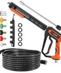 Pressure Washer Gun And Hose Kit With 25 Ft Heavy Duty Hose And Replacement Wand 5 Nozzle Tips M22 Fitting Universal Fit For Most Power Washers Not For Garden Hoses