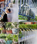 360 Degree Curved Garden Irrigation System With Omnidirectional Sprinkler Heads And Adjustable Nozzles in use on potted plants