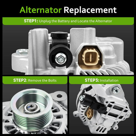 Beefed Up 80A 12V Alternator For Honda Civic 2006 2007 2008 2009 2010 2011 1.8L L4 With 7 Groove Pulley Replacement Parts installation steps