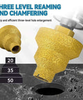 Two diamond step drill bits with M10 thread, sizes 20/35/50mm for marble, stone, tile, concrete