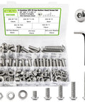 304 stainless steel bolt nut set in organizer box with screws and washers