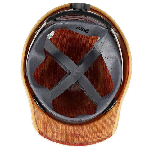 Interior view of Skullgard Cap Style Safety Hard Hat with Swing Ratchet Suspension for High Heat Up to 350F Phenolic Resin Non Slotted Cap