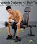 Man using Upgraded Adjustable Weight Bench With Leg Extension And Curl, 9 Back Positions And 3 Way Headrest, Foldable Design