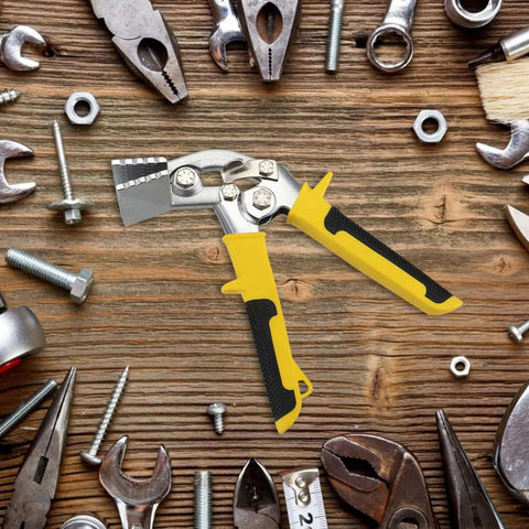 Crimping Tool Hand Seamer Bending Pliers For Ductwork And Sheet Metal Ergonomic Grip displayed with tools on a wooden background