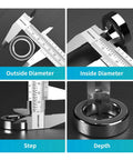 Stainless Steel Vernier Caliper 0 to 8 Inch Thickened Mono Block Inch Metric Sliding Caliper with Depth Gauge detail view.