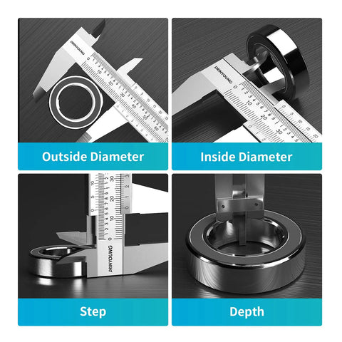 Stainless Steel Vernier Caliper 0 to 8 Inch Thickened Mono Block Inch Metric Sliding Caliper with Depth Gauge detail view.