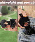 Phone Scope Adapter Mount For Telescopes And Binoculars, Regular Size Fits Most Smartphones, Turn Your Phone Into A Birding Camera, Easy Attach To Monoculars, Spotting Scopes, Or Microscopes For Epic Shots And Videos Through The Eyepiece. Black clamp phone adapter shown handheld and in pocket.