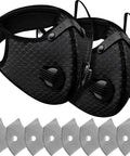 Two Pack Dust Masks With Activated Carbon Filters Breathable Reusable Respirator For Woodworking Construction Mowing Sanding Adjustable Comfort Fit Includes Eight Replacement Cores For Easy Swaps