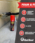 Tough As Nails Expanding Spray Foam Insulation Sealant For Large Gaps And Cracks, 12 Oz Off White Polyurethane Air Blocking Caulk Indoors Outdoors, Dead Simple To Sand And Paint For Quick Fixes next to pipes in a basement.