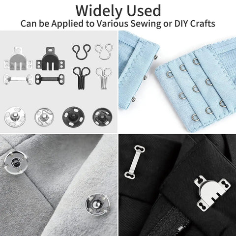 Must Have 224 Pcs Sewing Hooks And Eyes Closure Set With Button Hook Snap Kit Including Bra And Skirt Hooks Three Styles