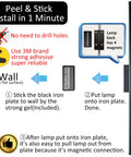 Instructional image showing how to install Easy Peasy Peel And Stick No Drill Setup Sleek Rechargeable Wireless Wall Sconces.