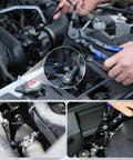 3 Piece Hose Clamp Pliers Set With Pouch Includes Flat Band Angled And Long Reach Wire Spring Clamp Pliers in use on car engine