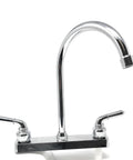 8 Inch Center Set Kitchen Faucet With Tall High Rise Spout Chrome POM Body And Stainless Steel Finish Two Handle Design ADA Compliant