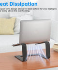 Silver laptop on Built To Last Durable Metal Laptop Stand For Desk 10 To 16 Inch Laptops Portable Riser With Adjustable Height